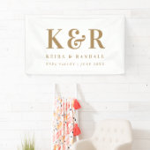 Huwelijksmonogram Minimaal goud en wit Spandoek (Insitu)