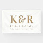 Huwelijksmonogram Minimaal goud en wit Spandoek (Horizontaal)