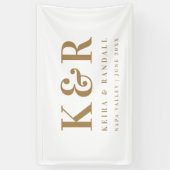 Huwelijksmonogram Minimaal goud en wit Spandoek (Verticaal)