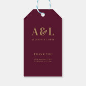 Huwelijksmonogram minimalistisch Bourgondisch goud Cadeaulabel (Achterkant)