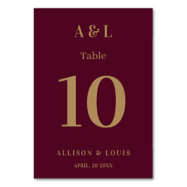 Huwelijksmonogram minimalistisch Bourgondisch goud Kaart