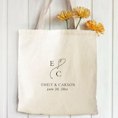 Huwelijksmonogram Minimalistisch Eenvoudig Elegant Tote Bag