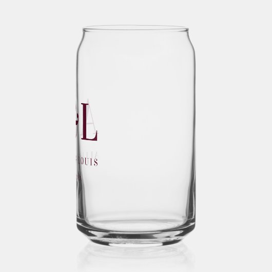 Huwelijksmonogram minimalistische Bourgogne Blikvorm Glas (Links)
