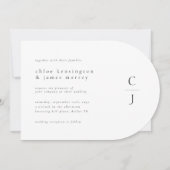 Huwelijksmonogram Modern Minimal Black White Kaart (Voorkant)
