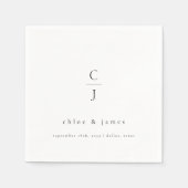 Huwelijksmonogram Modern Minimal Black White Servet (Voorkant)