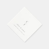 Huwelijksmonogram Modern Minimal Black White Servet (Hoek)