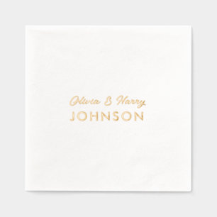 Huwelijksmonogram Namen Elegant Script Goud Folie Servetten