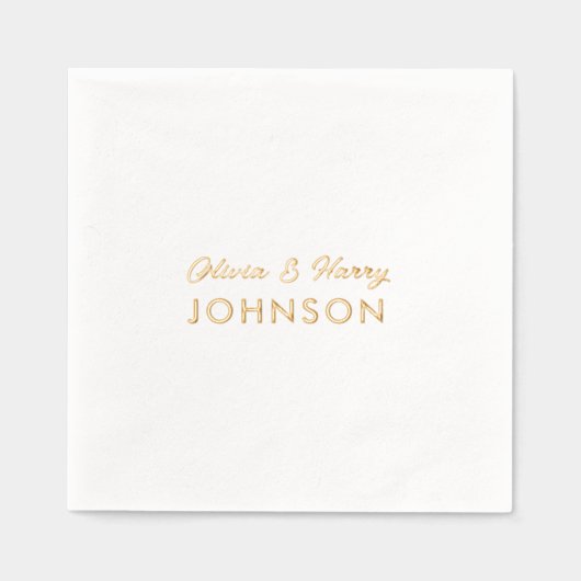 Huwelijksmonogram Namen Elegant Script Goud Folie Servetten (Voorkant)