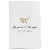 Huwelijksmonogram Namen Script Elegant Wit Goud Medium Cadeauzakje (Voorkant)