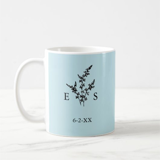 Huwelijksmonogram Plant Datum Koffiemok (Links)