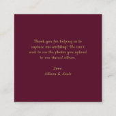 Huwelijksmonogram QR-code Bourgogne Gold Informatiekaartje (Achterkant)