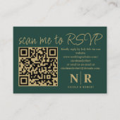 Huwelijksmonogram QR Code RSVP met Elegante Foto Informatiekaartje (Voorkant)