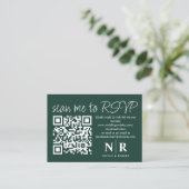 Huwelijksmonogram QR Code RSVP met Elegante Foto Informatiekaartje (Staand voorkant)