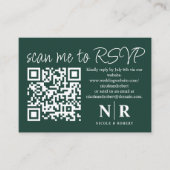 Huwelijksmonogram QR Code RSVP met Elegante Foto Informatiekaartje (Voorkant)