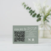 Huwelijksmonogram QR Code RSVP met Elegante Foto Informatiekaartje (Staand voorkant)