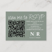 Huwelijksmonogram QR Code RSVP met Elegante Foto Informatiekaartje (Voorkant)