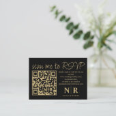 Huwelijksmonogram QR Code RSVP met Elegante Foto Informatiekaartje (Staand voorkant)