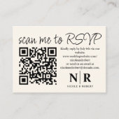 Huwelijksmonogram QR Code RSVP met Elegante Foto Informatiekaartje (Voorkant)