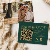 Huwelijksmonogram QR Code RSVP met Elegante Foto Informatiekaartje