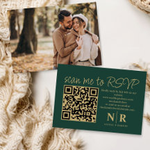 Huwelijksmonogram QR Code RSVP met Elegante Foto
