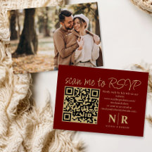 Huwelijksmonogram QR Code RSVP met Elegante Foto