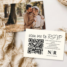 Huwelijksmonogram QR Code RSVP met Elegante Foto