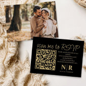 Huwelijksmonogram QR Code RSVP met Elegante Foto Informatiekaartje