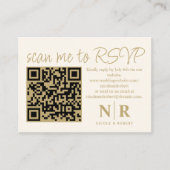 Huwelijksmonogram QR Code RSVP met Elegante Foto Informatiekaartje (Voorkant)