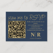 Huwelijksmonogram QR Code RSVP met Elegante Foto Informatiekaartje (Voorkant)