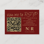 Huwelijksmonogram QR Code RSVP met Elegante Foto Informatiekaartje (Voorkant)