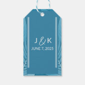 Huwelijksmonogram | tropisch Blauwgroen Cadeaulabel (Achterkant)