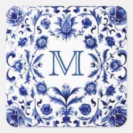 huwelijksmonogram vierkante sticker