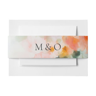 Huwelijksmonogram Waterverf Bloemen Elegant Uitnodigingen Wikkel