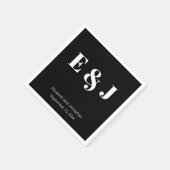 Huwelijksmonogram Zwart en wit Bruid Bruidegom Nam Servet (Hoek)