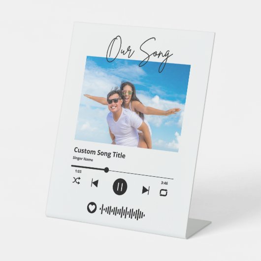 Huwelijksmuziek Scannable Code Ons lied Reclamebord Met Voetstuk (Voorkant)