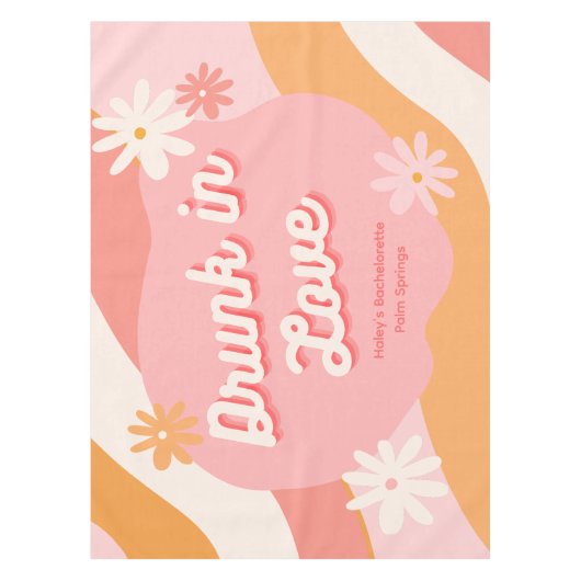 Huwelijksondertrouw Feest Favor Retro Roze & Oranj Tafelkleed (Voorkant)