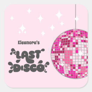 Huwelijksondertrouwfeest Groovy Laatste Disco Favo Vierkante Sticker