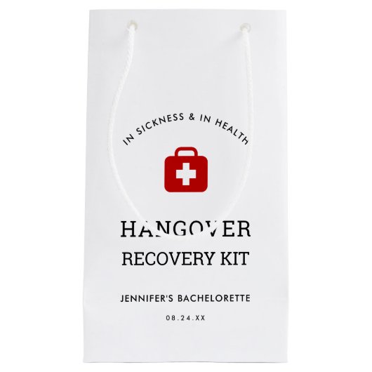 Huwelijksondertrouwfeest Hersteltas na kater Klein Cadeauzakje (Voorkant)