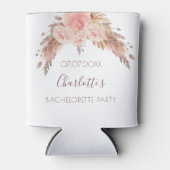 Huwelijksondertrouwfeest roze bloemige pampagras blikjeskoeler (Voorkant)