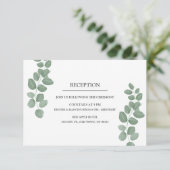 Huwelijksontvangstkaart met eucalyptusbladeren kaart (Staand voorkant)
