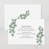 Huwelijksontvangstkaart met eucalyptusbladeren kaart (Voorkant / Achterkant)