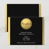 Huwelijksontvangstkaart met gouden folie en zwarte informatiekaartje (Voorkant / Achterkant)
