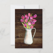 Huwelijksontvangstkaart met lente tulpen op het pl kaart (Achterkant)