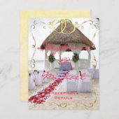 Huwelijksontvangstkaart met prieel op het strand kaart (Voorkant / Achterkant)