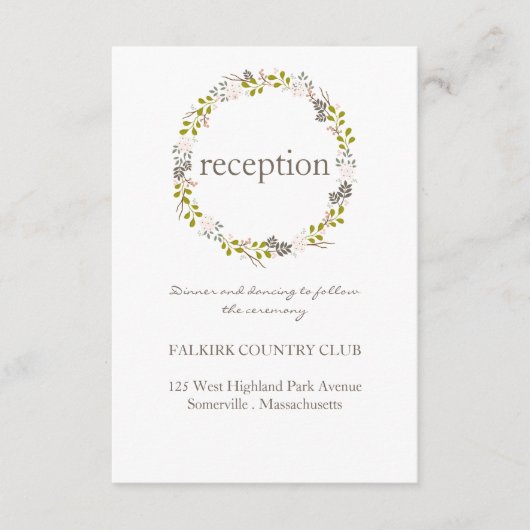 Huwelijksontvangstkaart voor in het bos informatiekaartje (Voorkant)