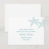 Huwelijksontvangstkaart Zeester - Turquoise Informatiekaartje (Voorkant / Achterkant)