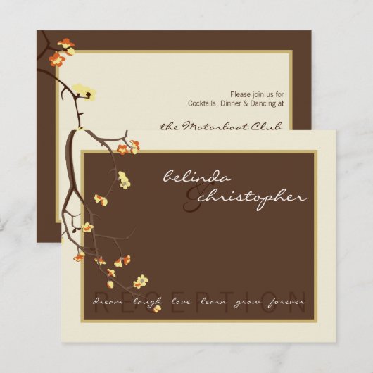 Huwelijksontvangstkaarten :: kersenbloesem 3L Kaart (Voorkant / Achterkant)