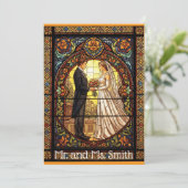 Huwelijksontwerp in traditioneel Glas in lood Kaart (Staand voorkant)