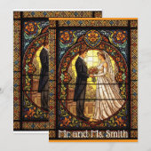Huwelijksontwerp in traditioneel Glas in lood Kaart (Voorkant / Achterkant)