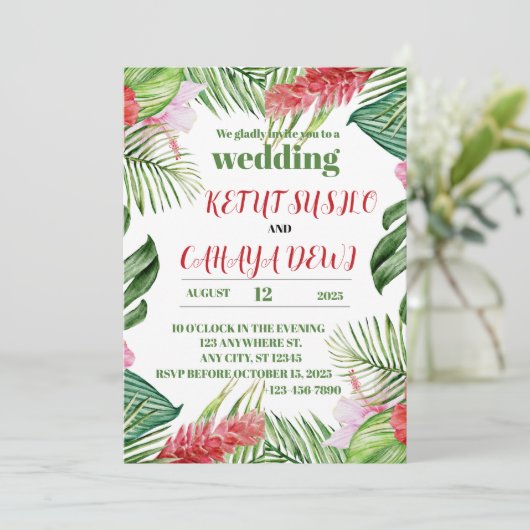 Huwelijksontwerp met bloemen in warme kleuren kaart (Staand voorkant)